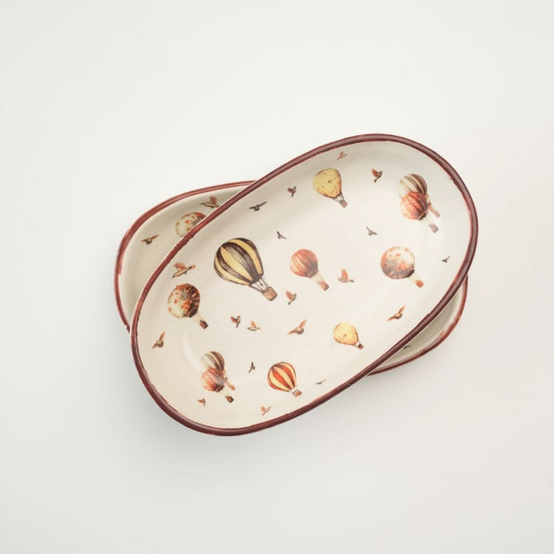 Off White Oval Cocktail Tray - 8 Inches