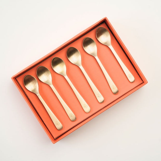 Peony Pure Brass Dessert Spoons - Set of 6