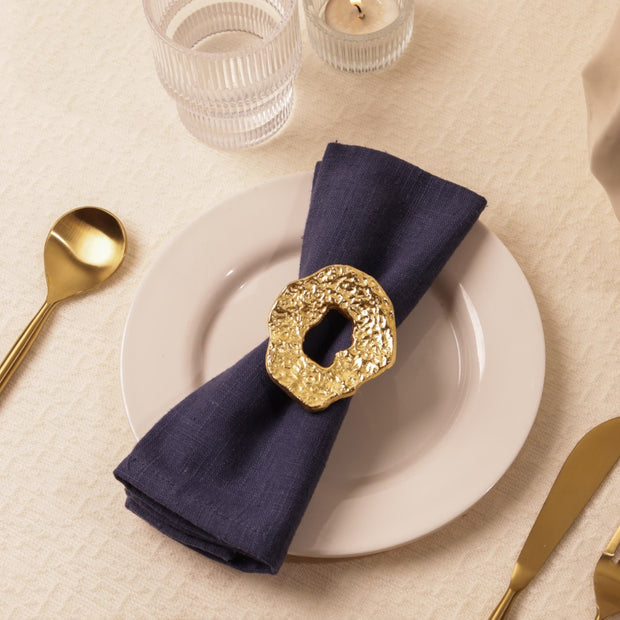 Hammered Champagne Gold Napkin Ring, Dia 1.5 Inch (Set of 4)