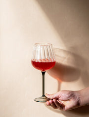 Ribbed Goblet Wine Glass - Smoke,  2.5 x 4 x 8 Inches