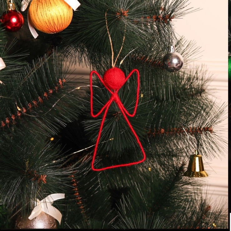 Christmas Hanging Felt Ornaments (Bethlehem Sheep + Angel + 2 Mittens)
