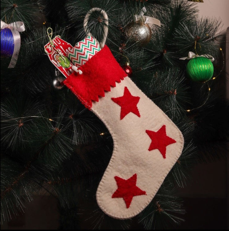 Felt Christmas Stockings Set – Stars & Snowflakes , 10 Inches