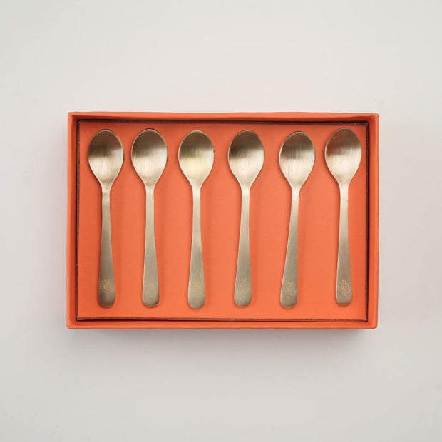Peony Pure Brass Dessert Spoons - Set of 6