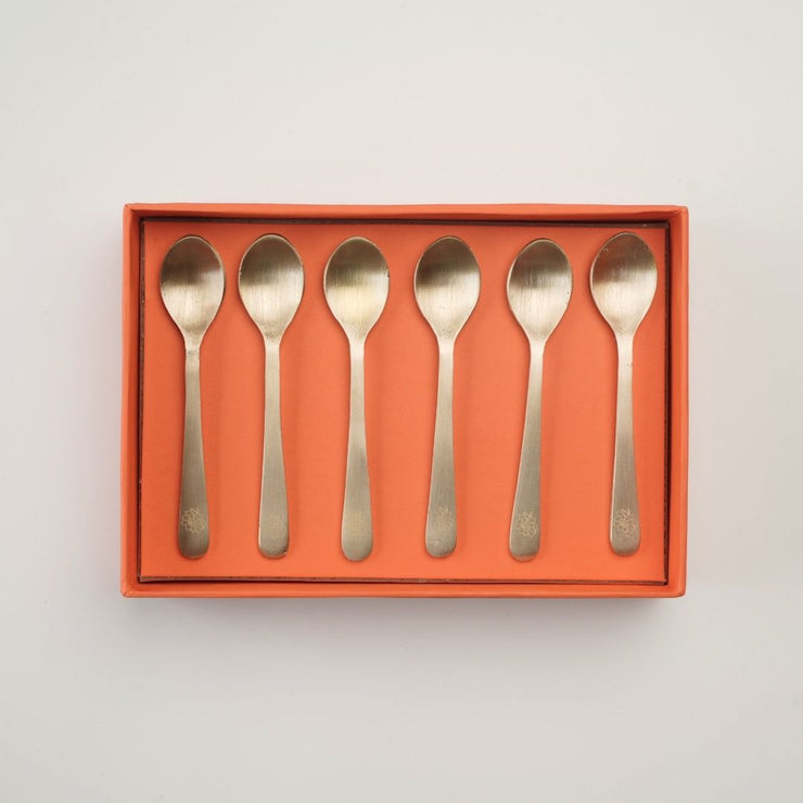 Peony Pure Brass Dessert Spoons - Set of 6