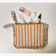 Handmade Quilted Pouch, Brown & Blue- 8 x 5 Inches
