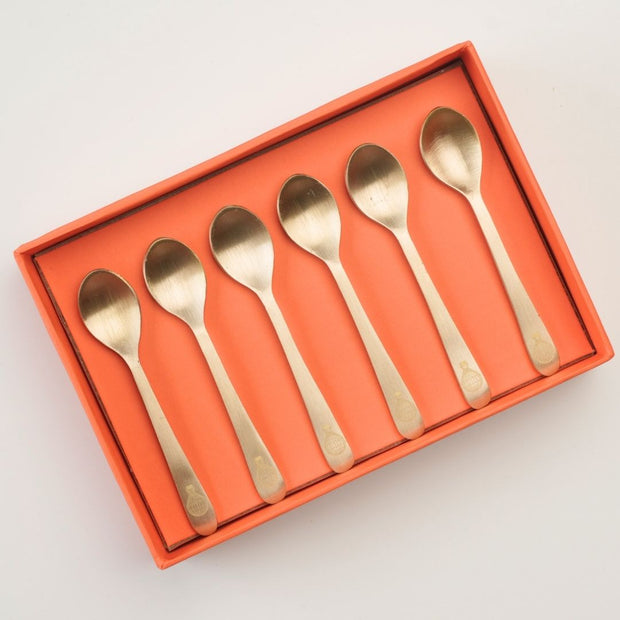 Balloon Pure Brass Dessert Spoons - Set of 6