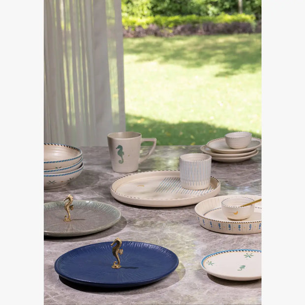 Mirissa Brass & Ceramic Platter - Green, 9.44 x 0.98 Inches