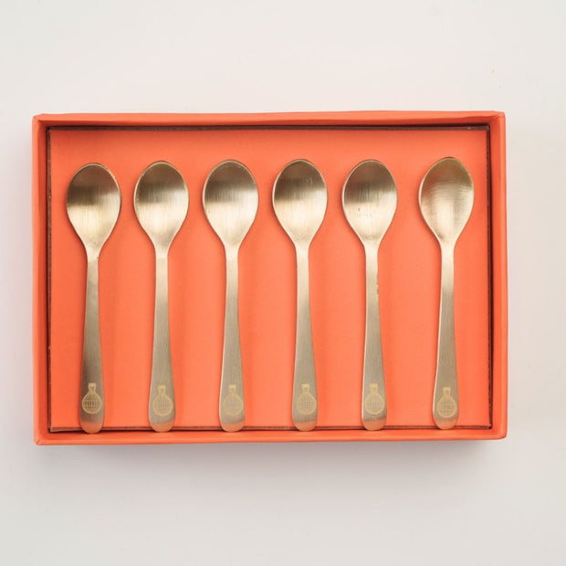 Balloon Pure Brass Dessert Spoons - Set of 6