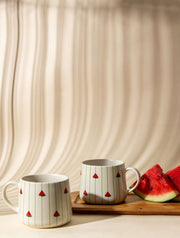 Watermelon Striped Ceramic Mug - 3.5 x 3 Inches