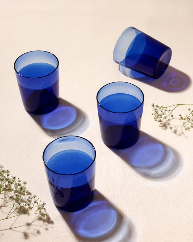 Blue Me Away Glasses - 3.93 x 3.34 Inches, Set of 4