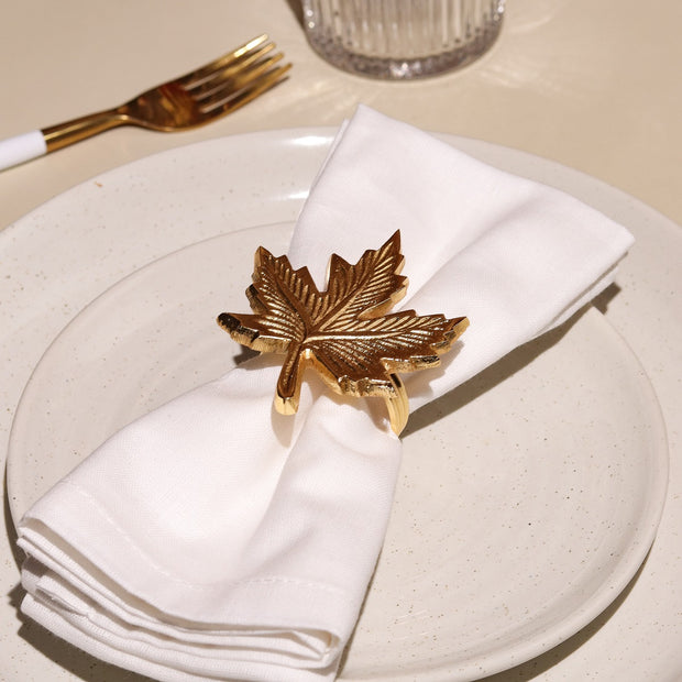 Maple Metal Napkin Ring, Dia 1.5 Inches (Set of 4)