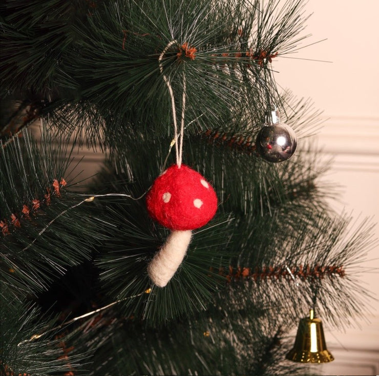 Christmas Hanging Felt Ornaments (Elf and 3 Mushrooms)