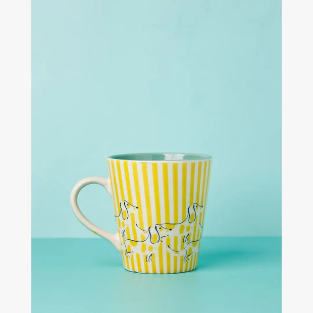 Cat Stripe Coffee Mug- Yellow,  4.7 X 3.3 x 3.70 Inches