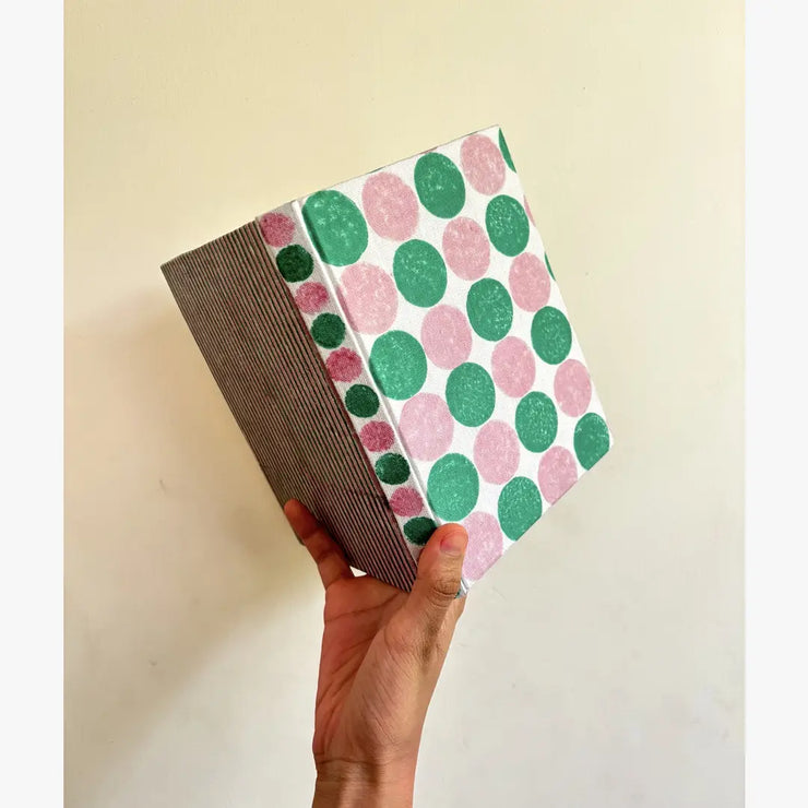 Handmade Paper Journal Notebook, Pink & Green  - A5