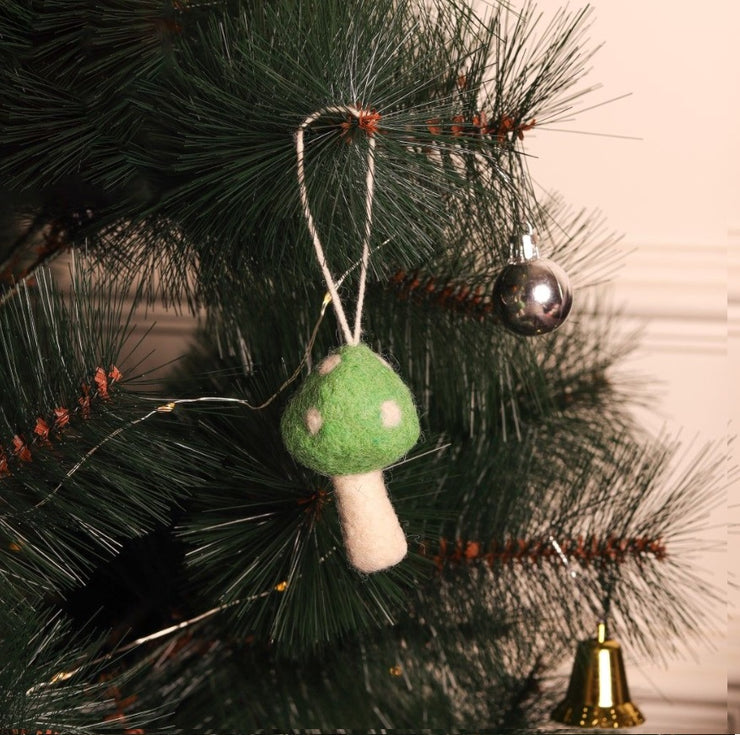 Christmas Hanging Felt Ornaments (Elf and 3 Mushrooms)