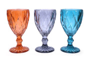 Vintage Crystal Coloured Footed Diamond Wine Glass- Big Orange