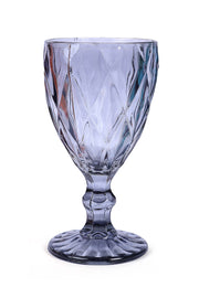 Vintage Crystal Coloured Footed Ribbed Wine Glass Big, Black