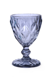 Vintage Crystal Coloured Footed Diamond Wine Glass Small, Black