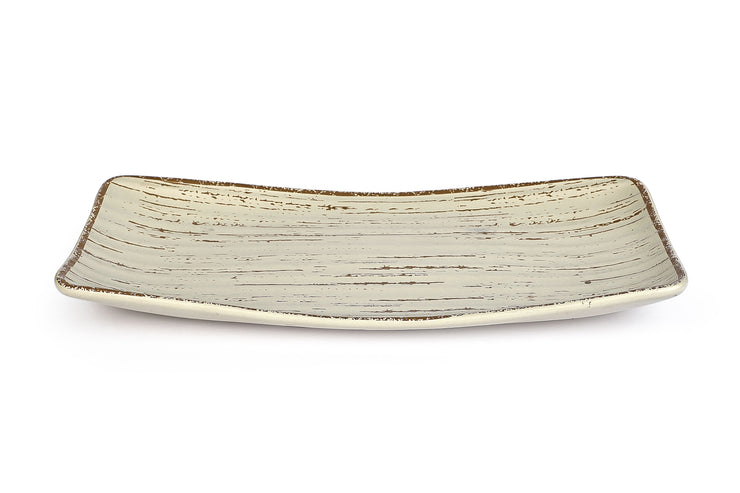 Ceramic Boat Platter, Ivory  L11.7 x W 6 x H0.5  Inches