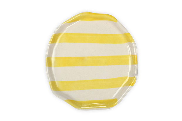 Ceramic Yellow stripe plate, 6.3x6.3 Inches