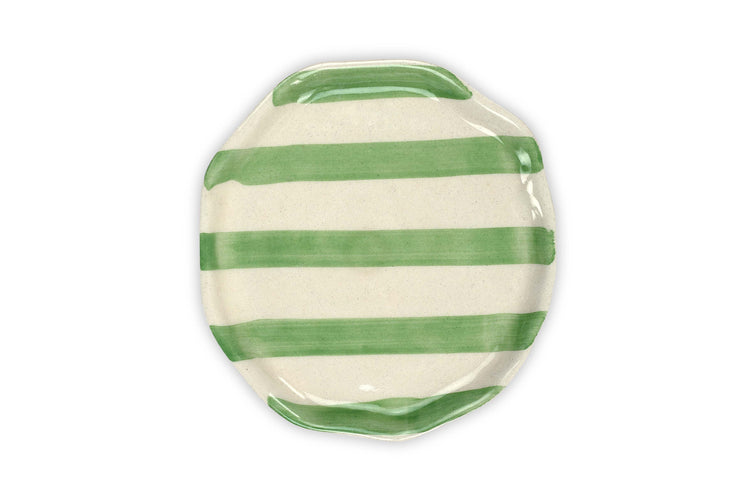 Ceramic Green stripe plate, 6.3x6.3 Inches