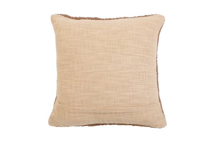 Tarika Checkered Crochet Accent Pillow, Beige- 18x18 Inch