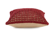 Tarika Net Crochet Accent Pillow, Wine Red - 18x18 Inch