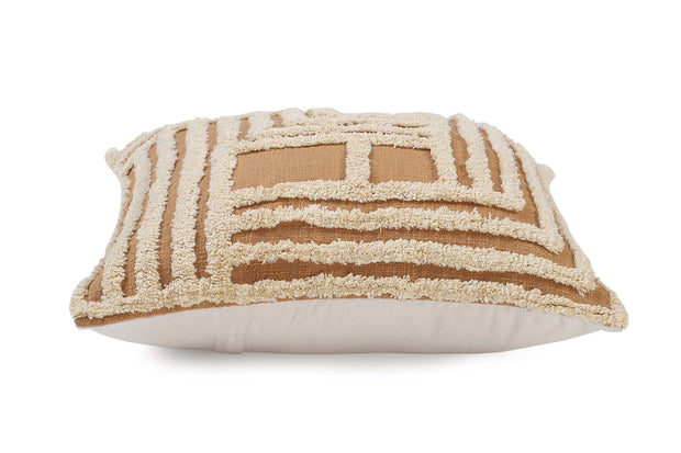 Rekha Cross Tufted Pillow, Clay- 18x18 Inch