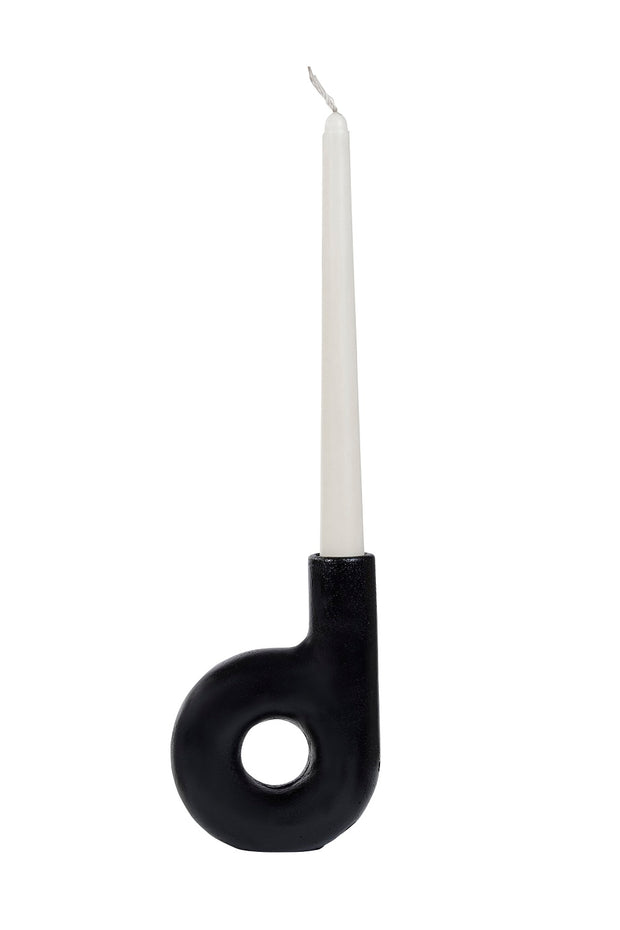 "D" Style  Nordic Concrete Candle Holder - Black