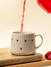 Strawberry Striped Ceramic Mug - 3.5 x 3 Inches