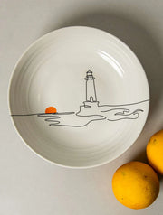 Multipurpose Ceramic Bowl -Lighthouse,  8 x 2 Inches
