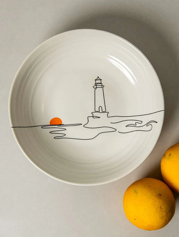 Multipurpose Ceramic Bowl -Lighthouse,  8 x 2 Inches
