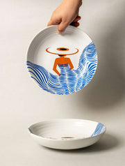 Multipurpose Ceramic Bowl -Girl in Hat,  8 x 2 Inches