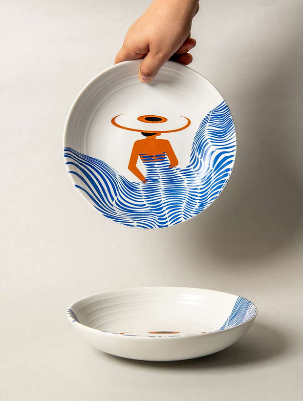 Multipurpose Ceramic Bowl -Girl in Hat,  8 x 2 Inches