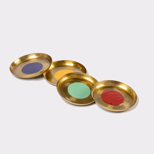 Cirque Metal Gold Finish Coasters - Set of 4, 3.93 inches
