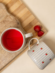 Strawberry Striped Ceramic Mug - 3.5 x 3 Inches