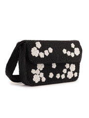 Black Rose Beaded Purse - 7.5 x 5 Inches