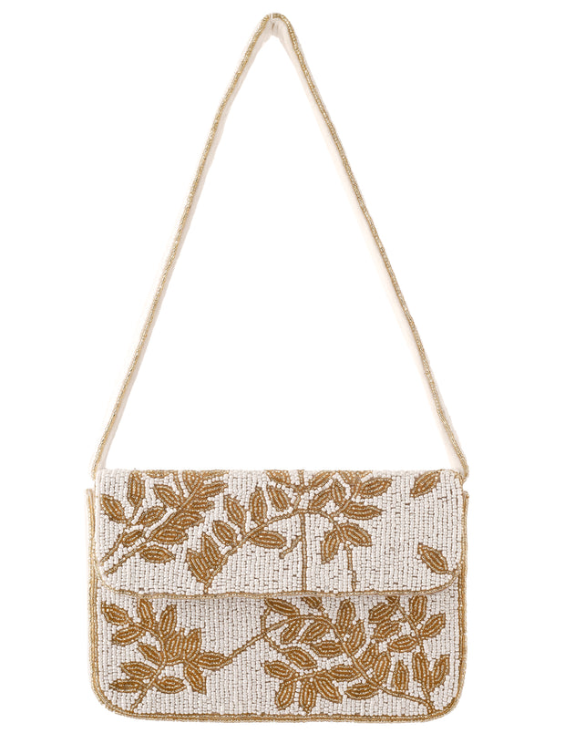 Ivory & Gold Gleam Purse - 7.5 x 5 Inches