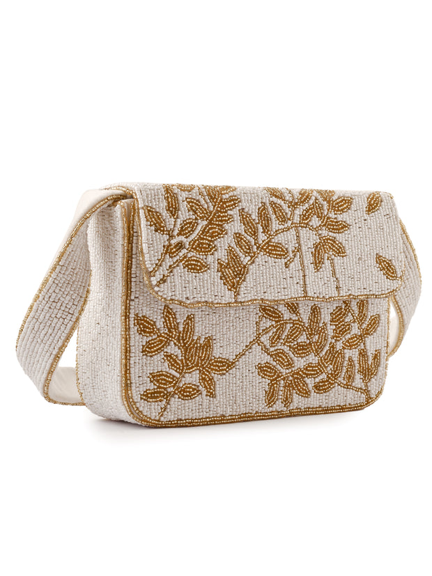 Ivory & Gold Gleam Purse - 7.5 x 5 Inches