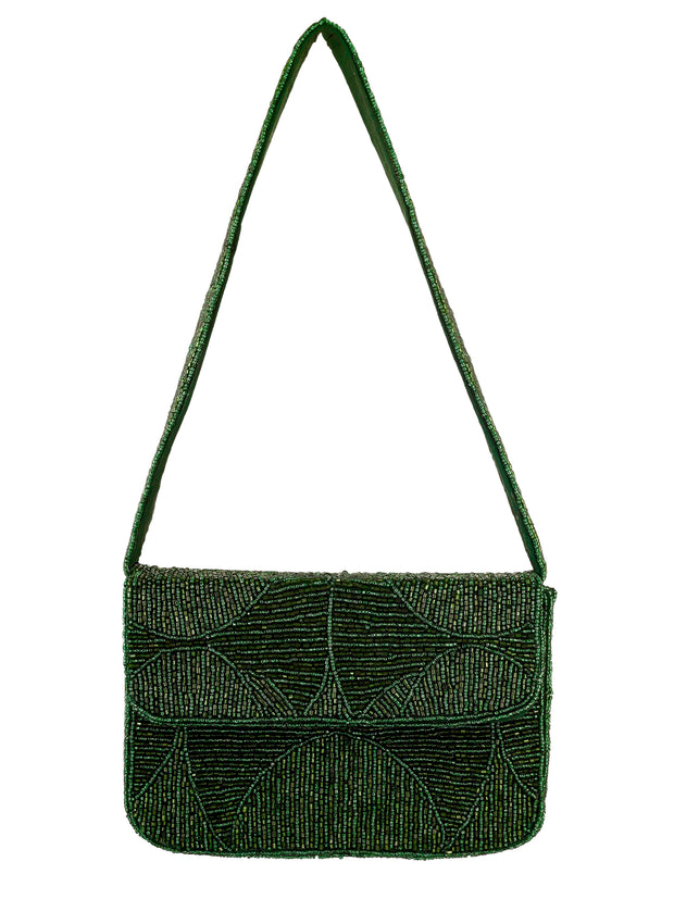 Evergreen Luxe Beaded Purse - 7.5 x 5 Inches