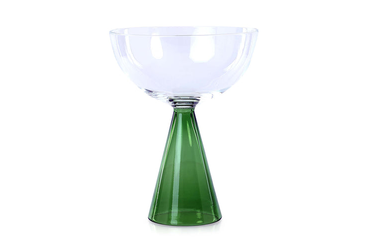 Colorful Handblown Drinkware Coupe, Green- 5.24x4 Inches