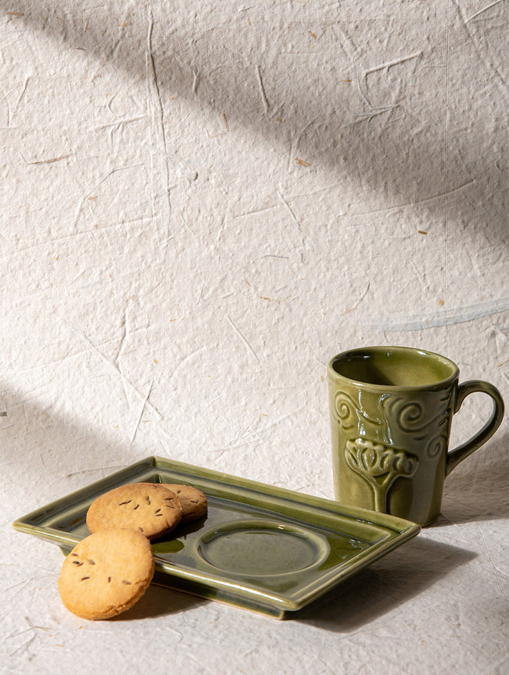 Breeze Mug Plate Set -Olive