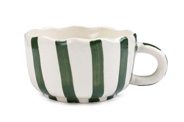 Ceramic  wavy Green Coffee Cup , 2.9 x 3.9 Inches