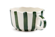 Ceramic  wavy Green Coffee Cup , 2.9 x 3.9 Inches