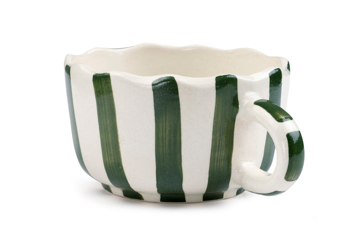 Ceramic  wavy Green Coffee Cup , 2.9 x 3.9 Inches