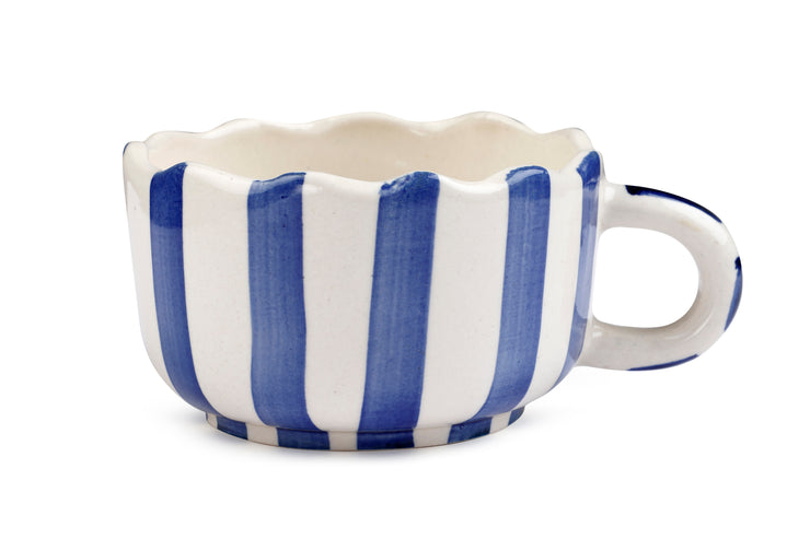 Ceramic  wavy Blue Coffee Cup , 2.9 x 3.9 Inches