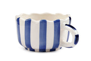 Ceramic  wavy Blue Coffee Cup , 2.9 x 3.9 Inches