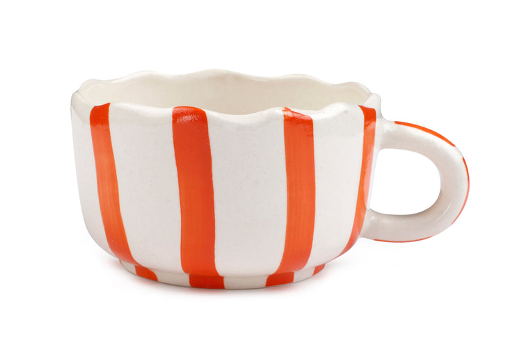 Ceramic  wavy Orange Coffee Cup , 2.9 x 3.9 Inches