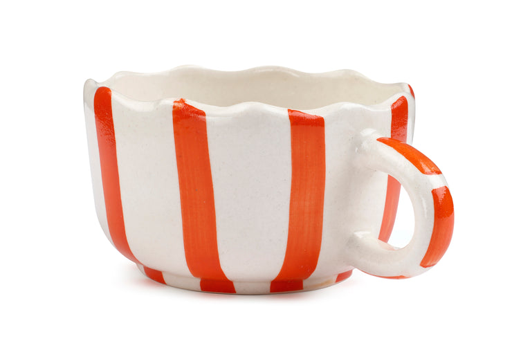 Ceramic  wavy Orange Coffee Cup , 2.9 x 3.9 Inches