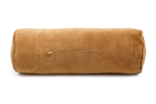 Velvet  Handmade bolster Pillow, Clay - 14x7 Inches